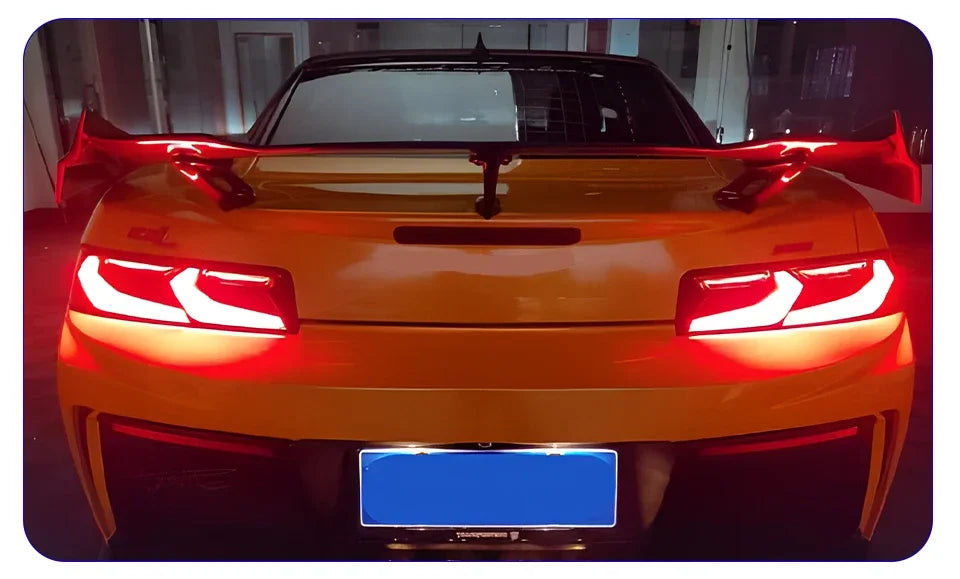 Chevrolet Camaro 2014-2020 rear LED taillights assembly with highlighted turn signals, upgrade car tail lights, Gm Service Guy accessory