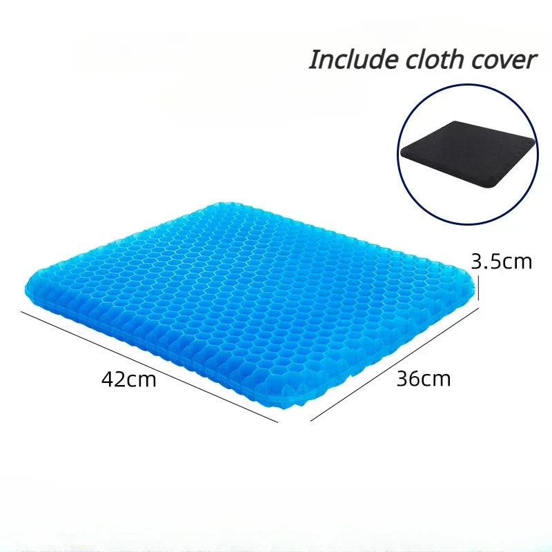 Double-Thick Gel Seat Cushion – Honeycomb Cooling Pressure Relief Pad for Office Chair, Car Seat & Wheelchair (Breathable, Non-Slip, Washable) FanzyMarket