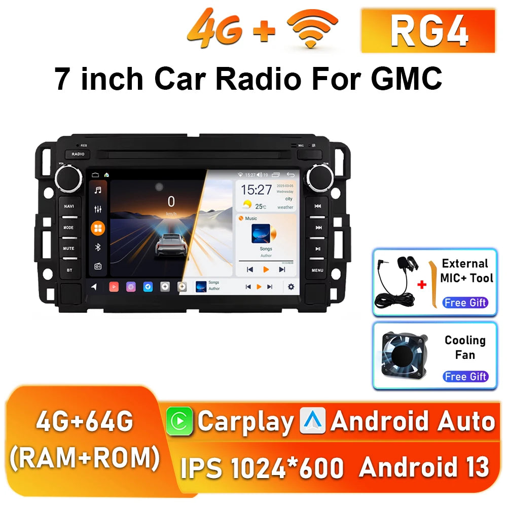 7inch Wireless Carplay Android Auto Car Radio For Chevrolet Silverado GMC Sierra Impala Traverse Avalanche Multimedia Player GPS Gm Service Guy