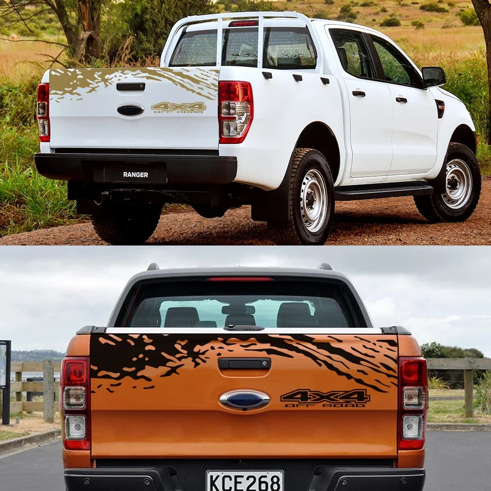 Universal 4x4 off-road tailgate decal for Ford Ranger, Isuzu D-Max, Chevrolet, VW Amarok, Toyota Hilux, vehicle decals by Quality Prints USA