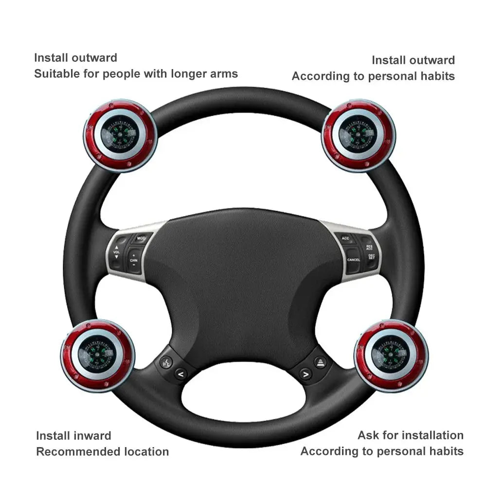Steering Wheel Spinner Knob with Compass Universal 360 Degree Rotation Metal Power Handle Ball Booster for Car Vehicle Auto Gm Service Guy