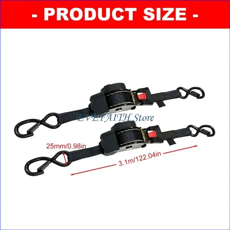 Gm Service Guy 124B retractable motorcycle ratchet straps for off-road riding, with durable lashing and secure fastening.