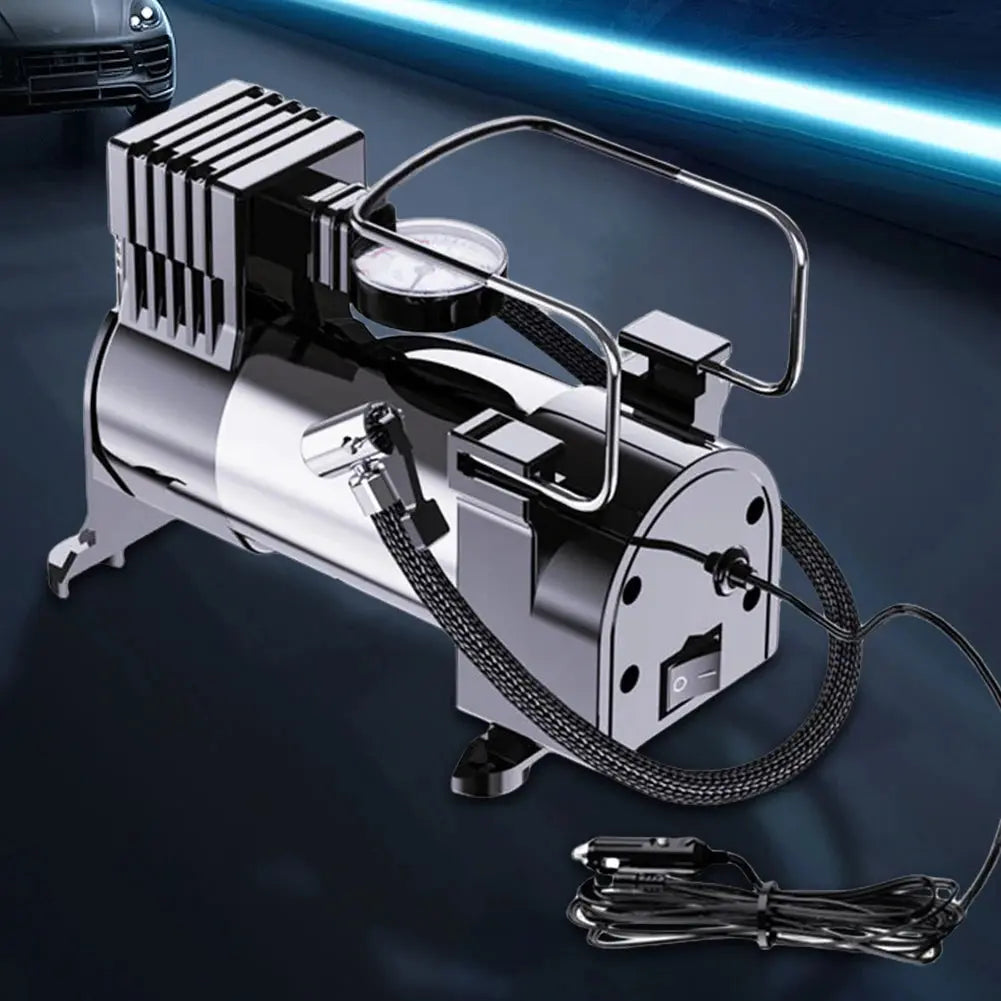 12V Portable Air Compressor with Pressure Gauge Car Tire Pump Cylinder Power System Mini Air Compressor Car Tire Inflatable Pump Gm Service Guy