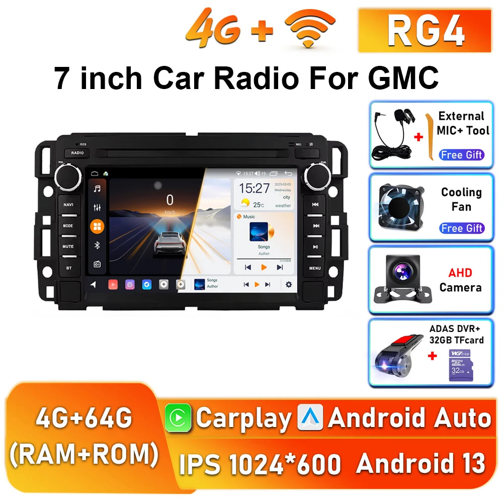 7inch Wireless Carplay Android Auto Car Radio For Chevrolet Silverado GMC Sierra Impala Traverse Avalanche Multimedia Player GPS Gm Service Guy