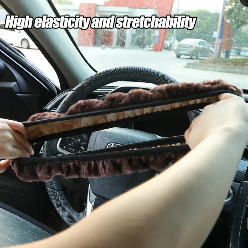 Plush Steering Wheel Cover 38 cm (15 in) Thick Winter Warm Non-Slip Soft Universal Fit for Most Cars FanzyMarket