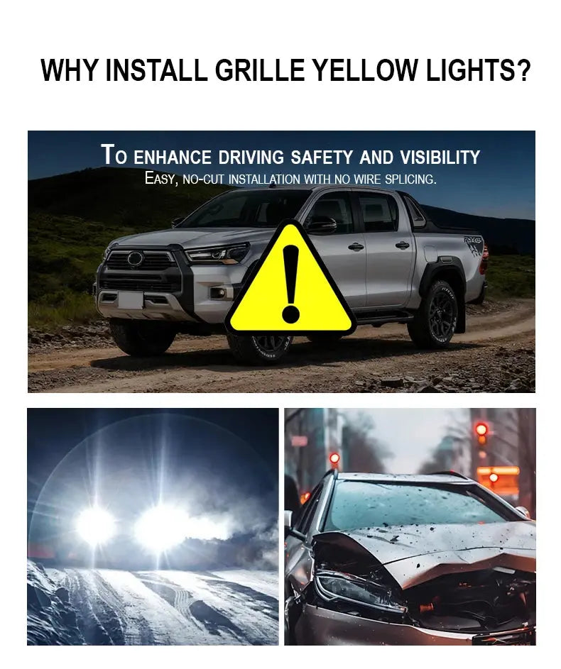 FOR GMC Sierra Specialized center grid small yellow light Front Grille Lights LED Decorative Warning Light Pickup 12V ﻿ Gm Service Guy