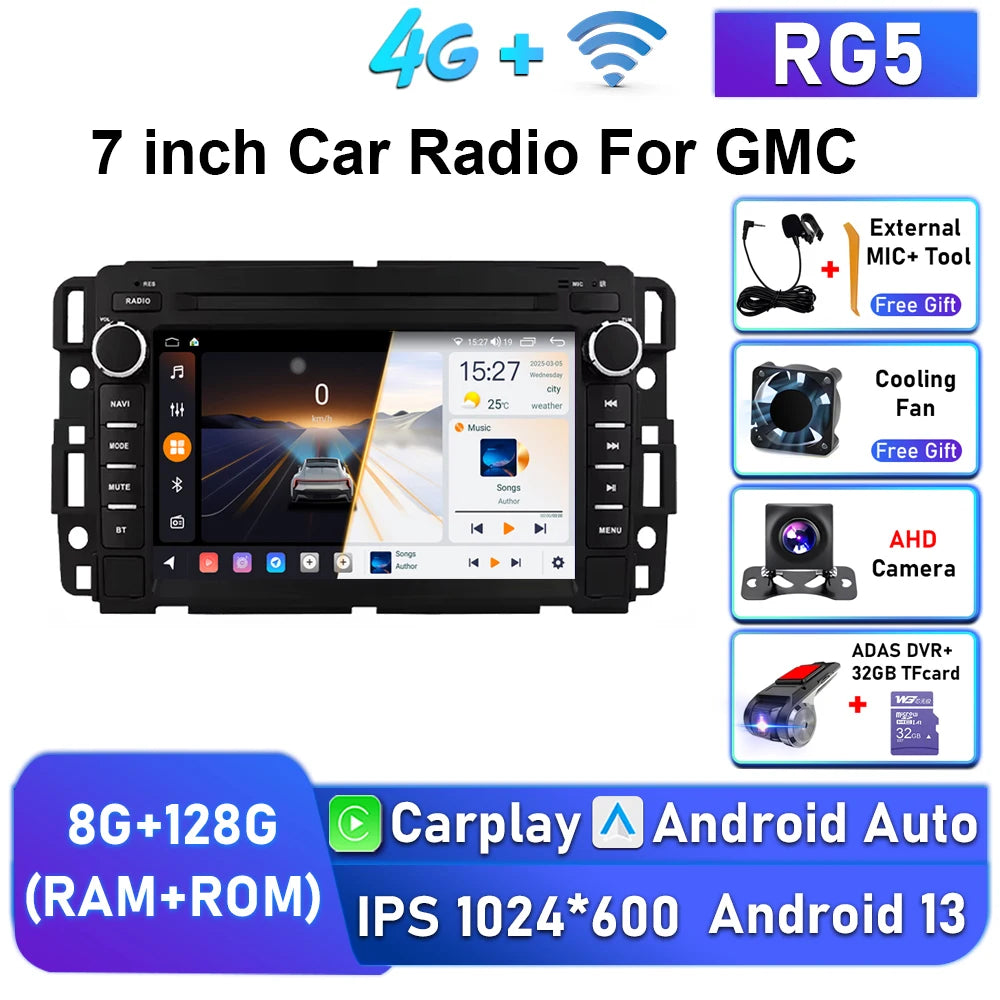 7inch Wireless Carplay Android Auto Car Radio For Chevrolet Silverado GMC Sierra Impala Traverse Avalanche Multimedia Player GPS Gm Service Guy