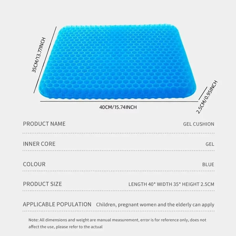 Breathable Gel Seat Cushion – Honeycomb Design for Tailbone & Back Pain Relief, Home Office & Car Use Econic Blanks