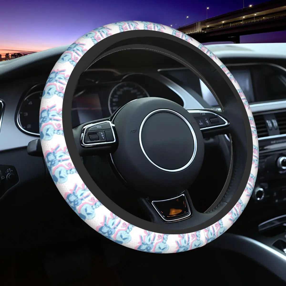 Kawaii Manga Steering Wheel Cover Soft Universal Fit 37-38 cm (14.5-15 in) Car Protector FanzyMarket