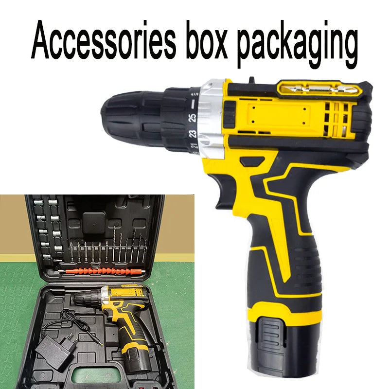 12V Cordless Lithium Drill & Screwdriver Kit with Accessory Case - Brushless Handheld Power Tool for Home DIY FanzyMarket