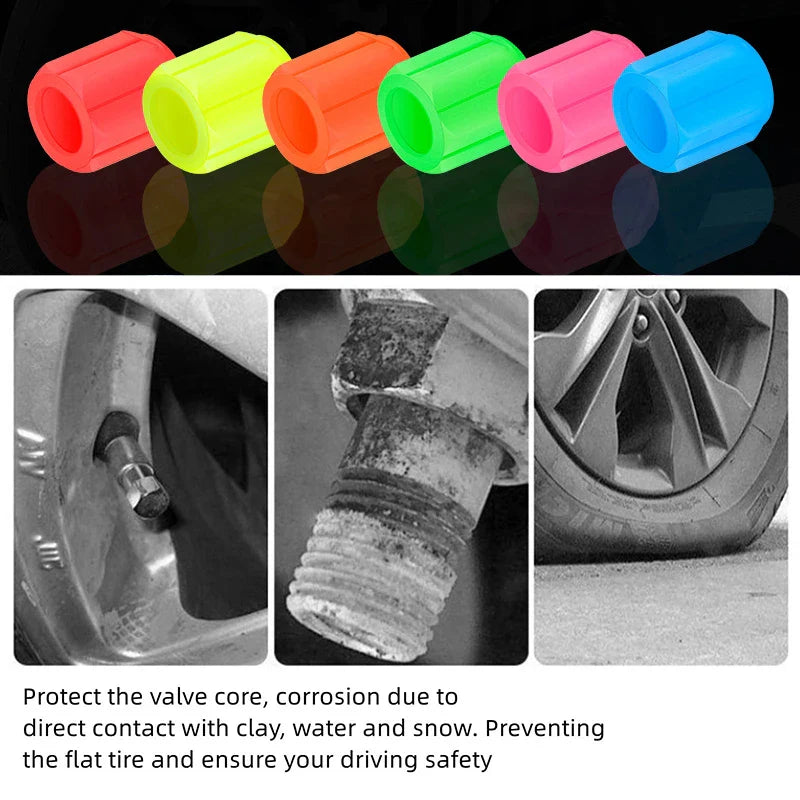 Luminous Tire Valve Caps - 6-Color LED Glowing Wheel Valve Caps for Car & Motorcycle (4/8/20-Pack) FanzyMarket