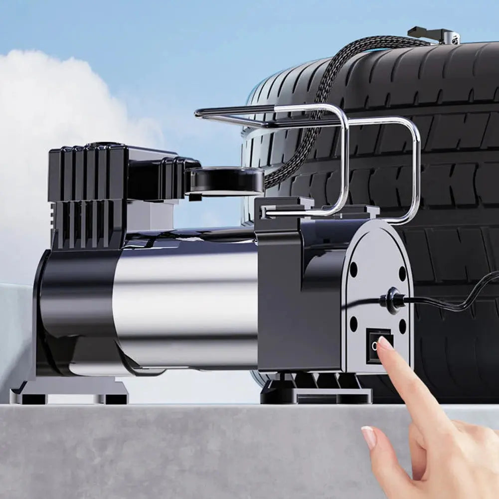 12V Portable Air Compressor with Pressure Gauge Car Tire Pump Cylinder Power System Mini Air Compressor Car Tire Inflatable Pump Gm Service Guy