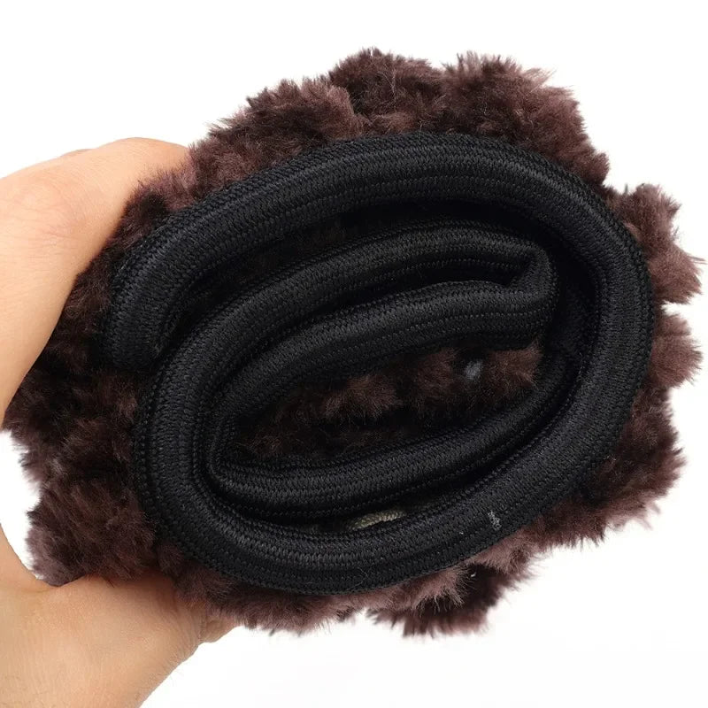 Plush Steering Wheel Cover 38 cm (15 in) Thick Winter Warm Non-Slip Soft Universal Fit for Most Cars FanzyMarket