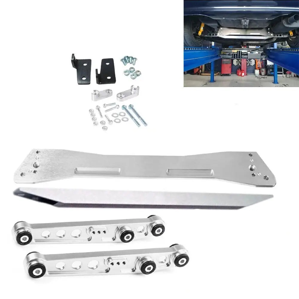 red gold Silver Rear Subframe Brace + Tie Bar + Lower Control Arm For Honda Civic EG 1992-1995 suspension performance parts Gm Service Guy