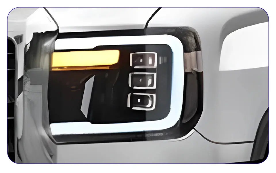 GMC Sierra 2007-2013 LED headlight assembly with dynamic triple lens, high-quality upgrade for front car headlights.