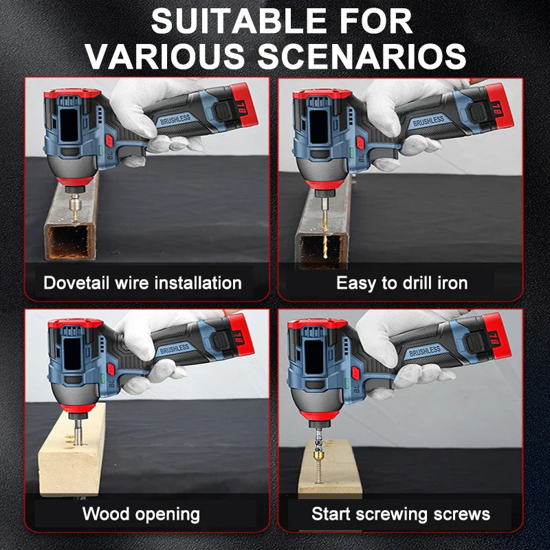 Brushless Cordless Impact Driver 16.8V 200 N·m (147.5 lb·ft) Electric Drill Screwdriver for Home DIY FanzyMarket