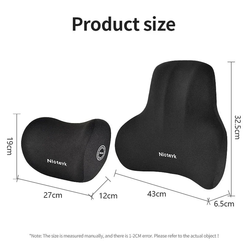 Memory Foam Car Neck and Lumbar Support Cushion – Ergonomic Pillow Set for Comfortable Driving and Posture Relief Econic Blanks