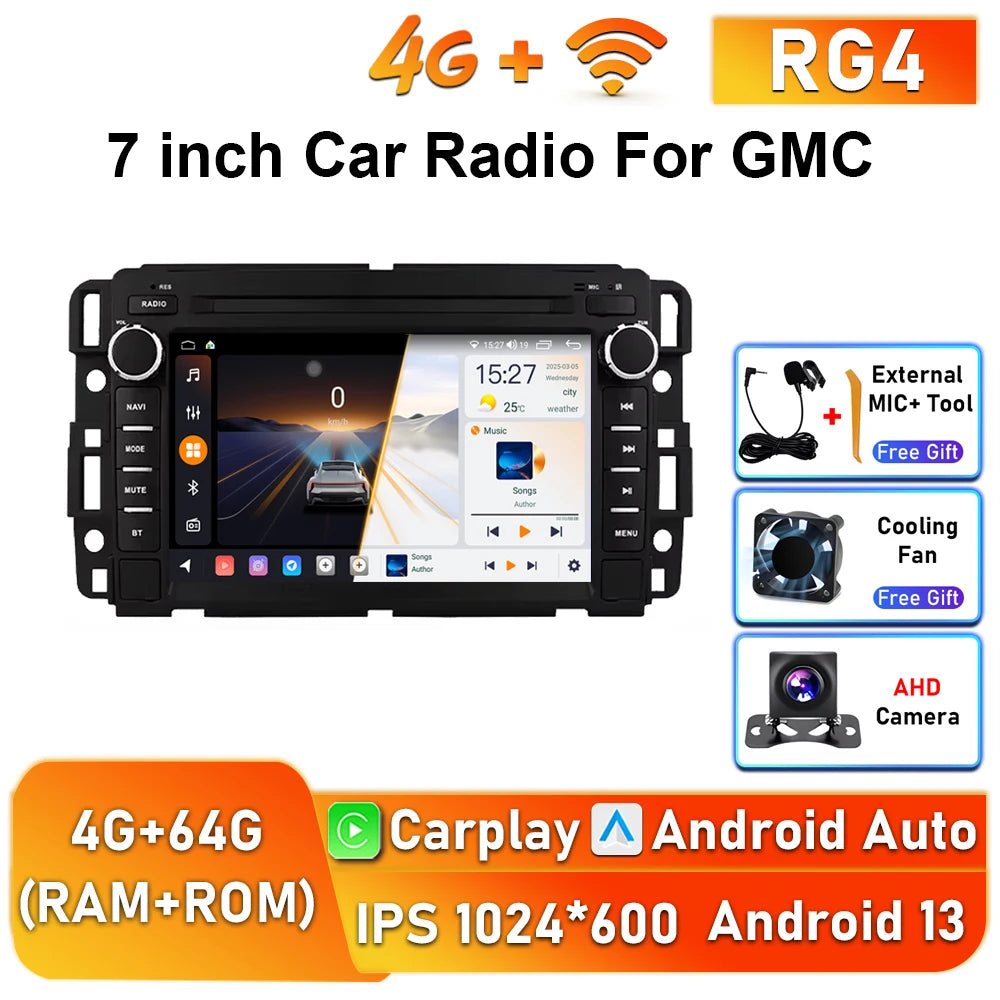 7inch Wireless Carplay Android Auto Car Radio For Chevrolet Silverado GMC Sierra Impala Traverse Avalanche Multimedia Player GPS Gm Service Guy