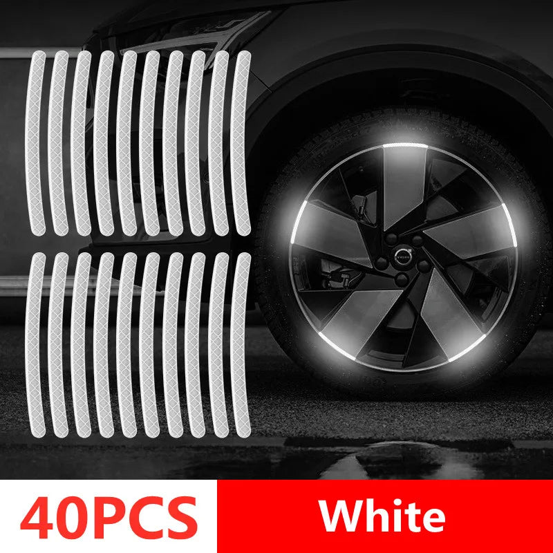 Car Wheel Hub Reflective Stripes Door Handle Safety Warning Sticker Car Rear Warning Tape Automobile Sticker Exterior Accessorie Econic Blanks