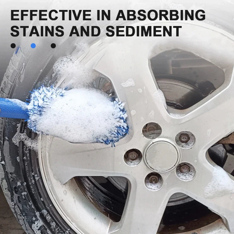 SEAMETAL Car Wheel Tire Rim Cleaning Brush Portable Plush Car Wheel Hub Brush Washing Tool Car Detailing Care Dust Removal Brush Econic Blanks