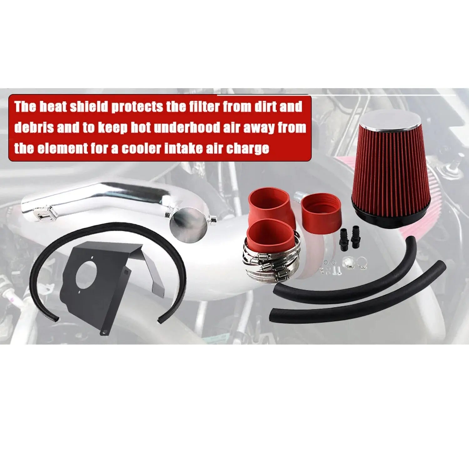 For Silverado 2014-18 Chevy GMC Sierra 1500 5.3L 6.2L V8 engine parts Red Filter Cold Air Intake Kit Gm Service Guy