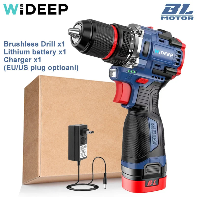 Brushless Cordless Drill 16.8V 70 N·m Torque 10mm (3/8 in) Self-Locking Chuck 20+1 Torque Settings 2-Speed Electric Screwdriver for DIY & Woodworking FanzyMarket