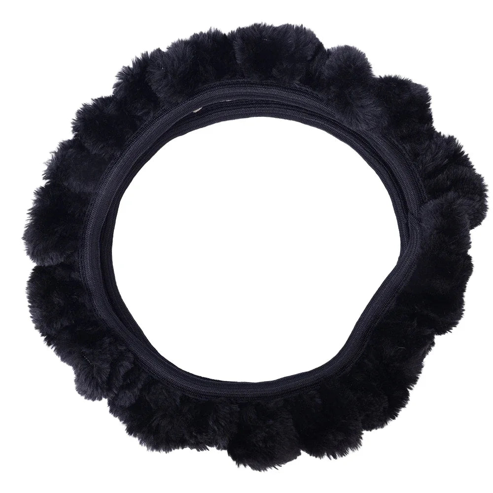 Plush Steering Wheel Cover 38 cm (15 in) Thick Winter Warm Non-Slip Soft Universal Fit for Most Cars FanzyMarket