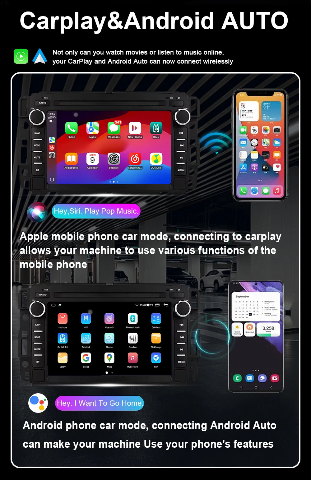 7inch Wireless Carplay Android Auto Car Radio For Chevrolet Silverado GMC Sierra Impala Traverse Avalanche Multimedia Player GPS Gm Service Guy