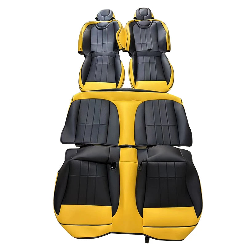 Custom fit Chevrolet Camaro seat covers in premium artificial leather, designed for 2016-2024 6th gen Camaro interior.