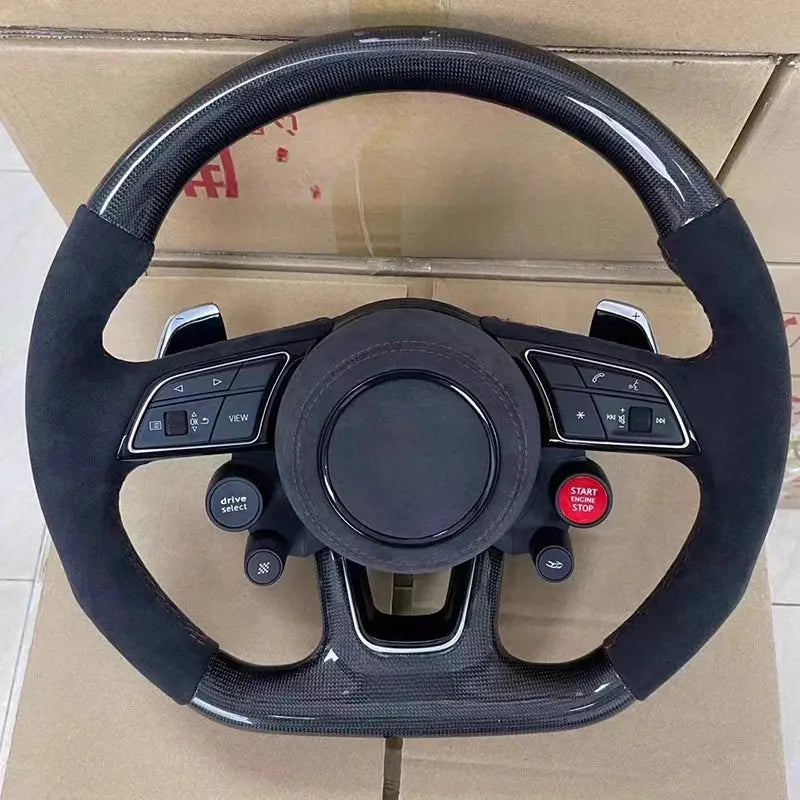 For Audi A3 A4 A6L A5 A7 Q3 Q5 Q7 B9 Modified S4 S5 S6 S7 Carbon Fiber Steering Wheel Flat Bottom Steering Wheel Motion Assembl Gm Service Guy