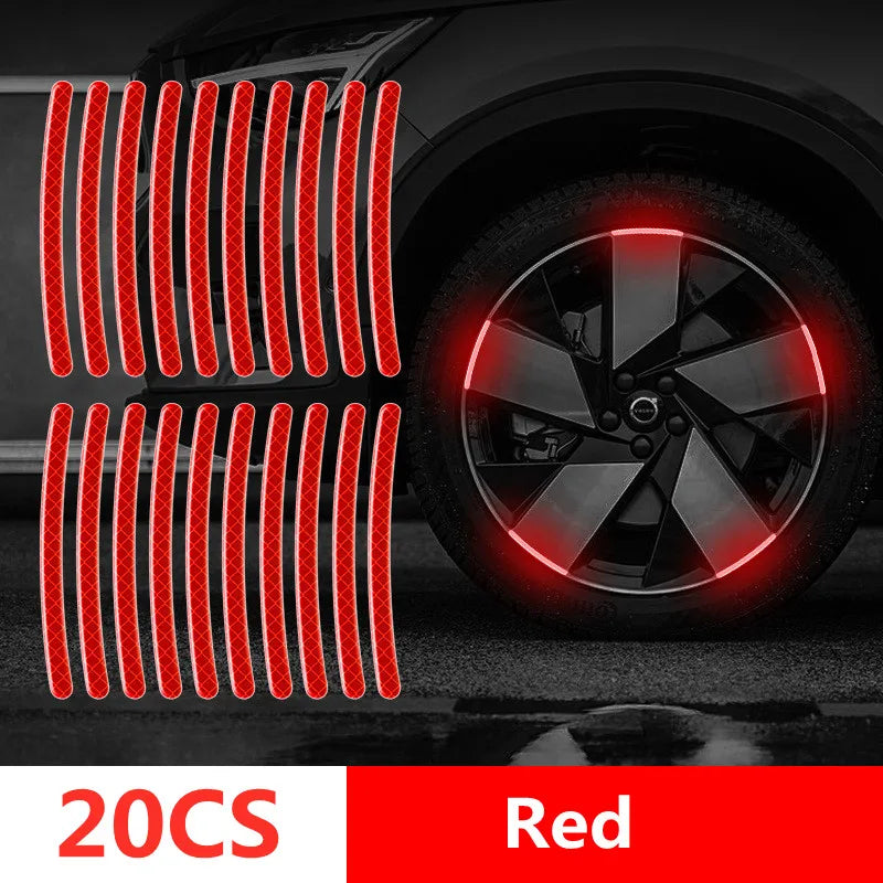Car Wheel Hub Reflective Stripes Door Handle Safety Warning Sticker Car Rear Warning Tape Automobile Sticker Exterior Accessorie Econic Blanks