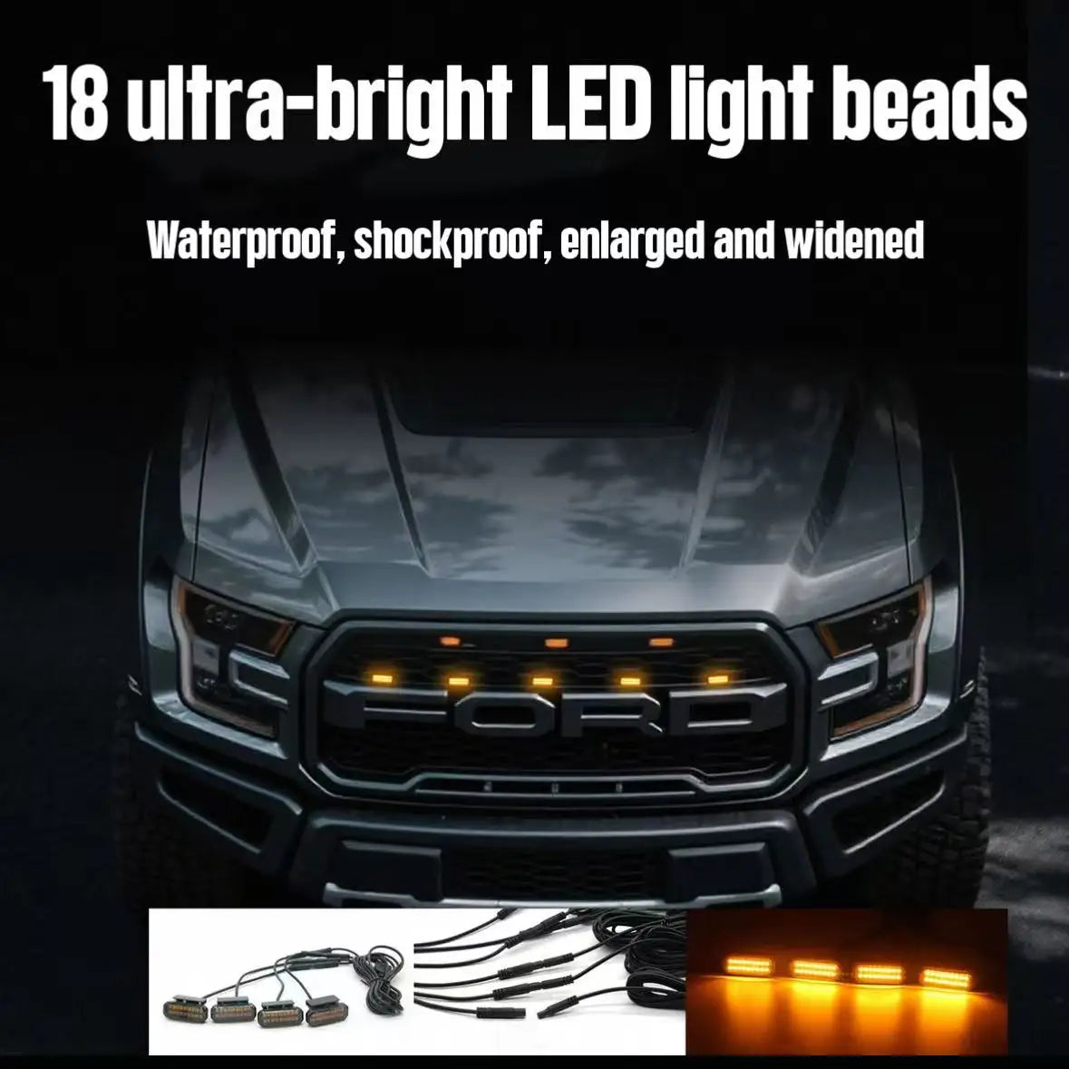 Chevrolet Silverado 2018 LED front grille light by GM Service Guy, daytime running LED signal lamp installed on vehicle grille.