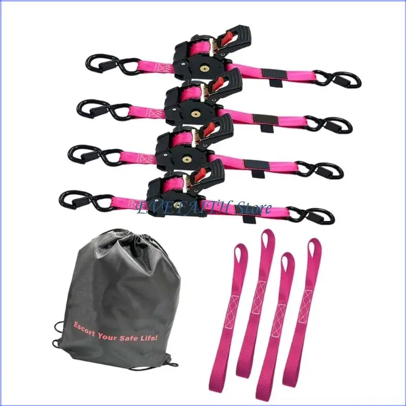 Gm Service Guy 124B retractable ratchet straps for motorcycles, off-road lashing straps with durable metal buckles and webbing.