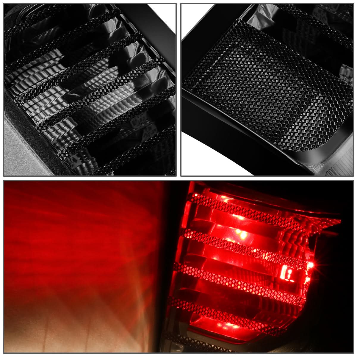 Black smoke LED tail lights for Chevrolet Silverado 1500 (2019-2024) by K2 Industries, showcasing sleek, modern design.