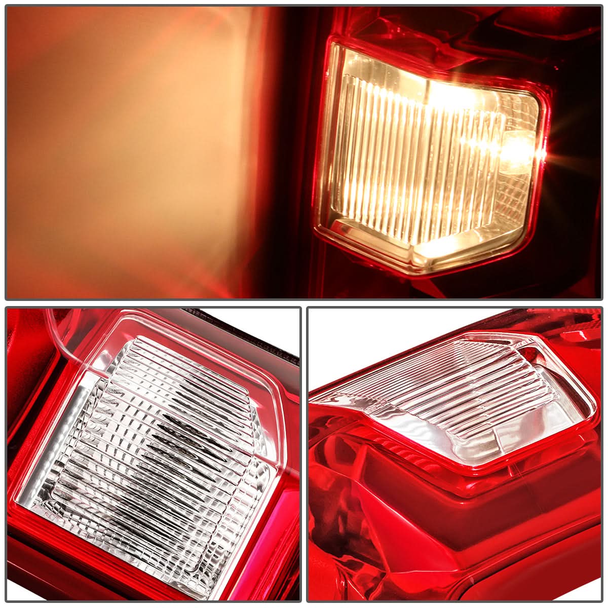 Red LED tail lights for Chevrolet Silverado 1500 (2019-2024) by K2 Industries, showing the illuminated tail light assembly.