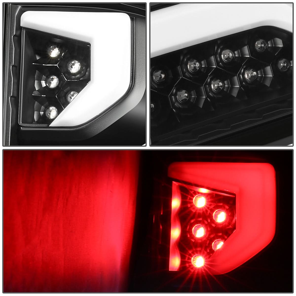 Chevrolet Silverado 1500 LED tail lights with clear lenses, manufactured by K2 Industries, featuring modern automotive lighting design.