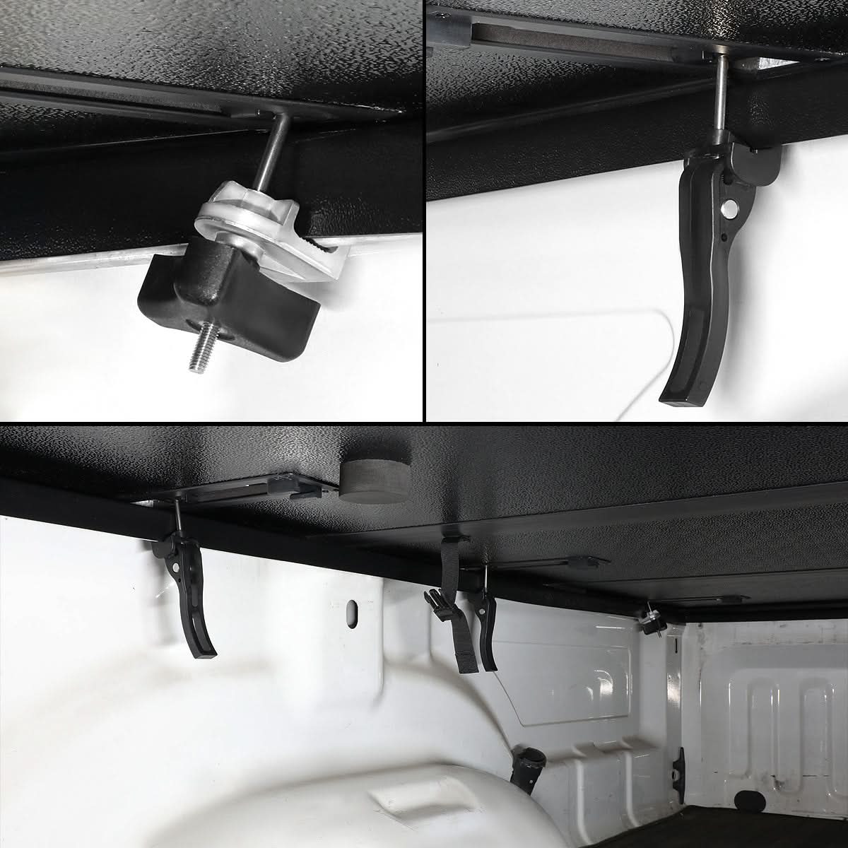 K2 Industries hard tri-fold tonneau cover on 2014-2019 Chevrolet Silverado and GMC Sierra 6.5ft bed truck, closed over the truck bed.