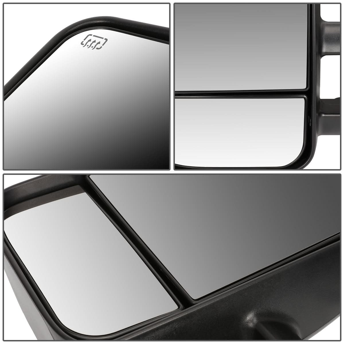 Black powered heated left towing mirror for 2007-2013 Chevrolet Silverado, accessories by K2 Industries, features durable design.