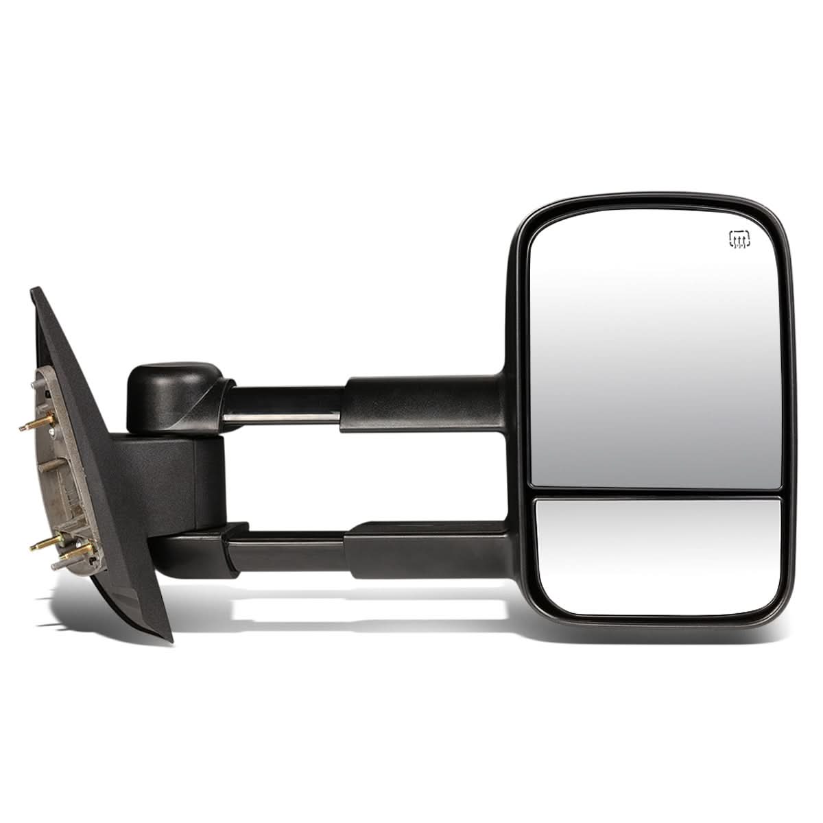 Right powered heated towing mirror for Chevrolet Silverado 2007-2013 by K2 Industries, showing the mirror housing and mounting details.