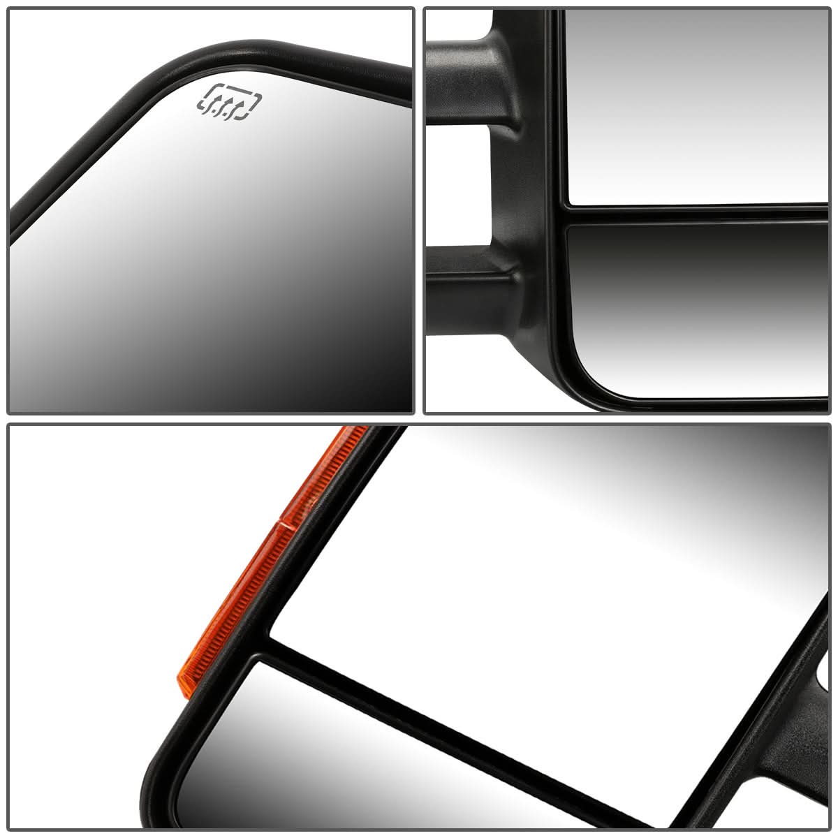 K2 Industries heated towing mirrors for 2007-2012 Chevrolet Silverado and GMC Sierra trucks, black accessories with reflective glass