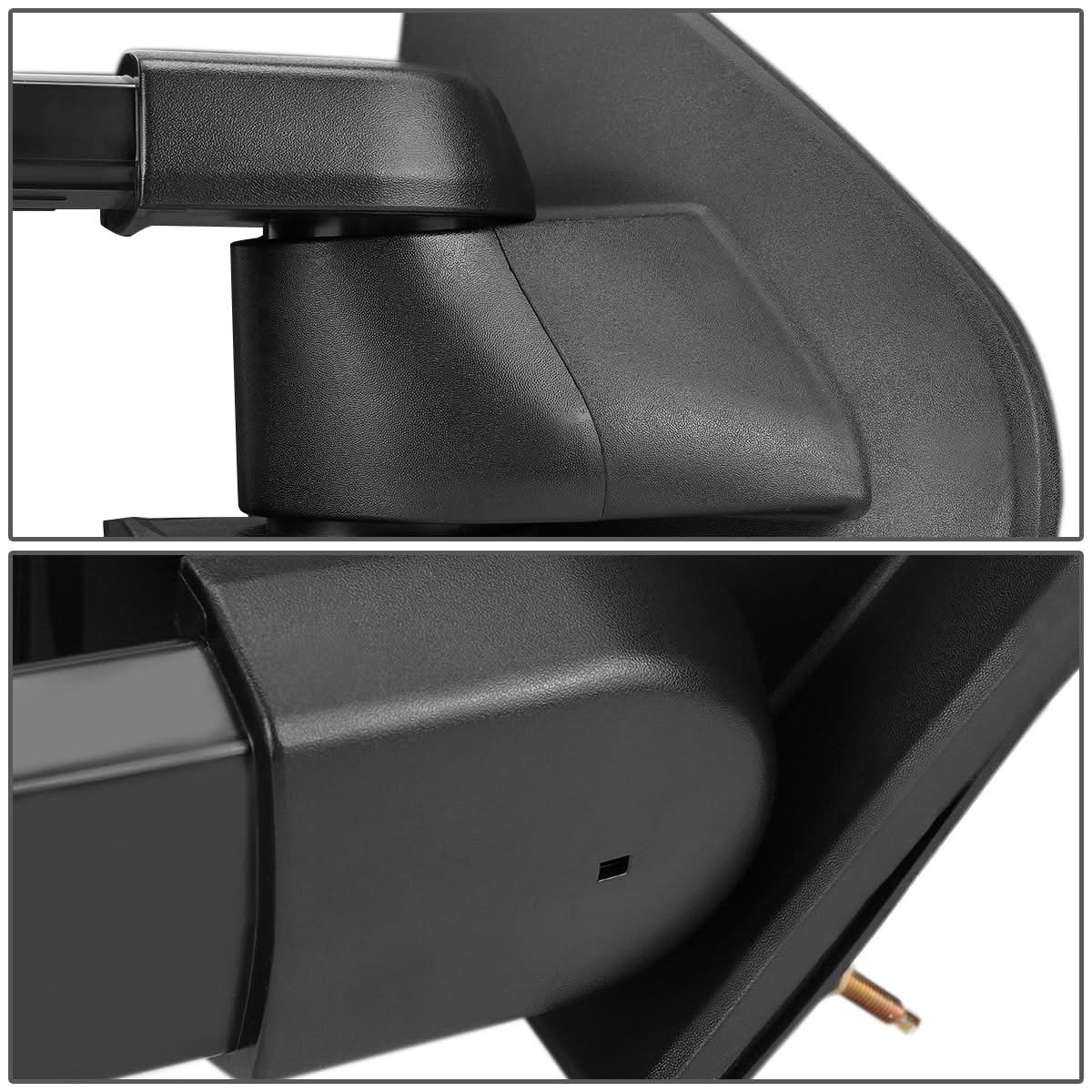 Pair of K2 Industries manual towing mirrors for Chevrolet Silverado, Sierra, Tahoe, and Suburban trucks, with black finish.