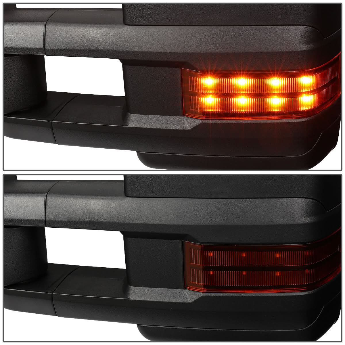 K2 Industries towing mirrors for 2014-2017 Chevrolet Silverado and GMC Sierra, powered, heated, LED with large reflective surfaces.