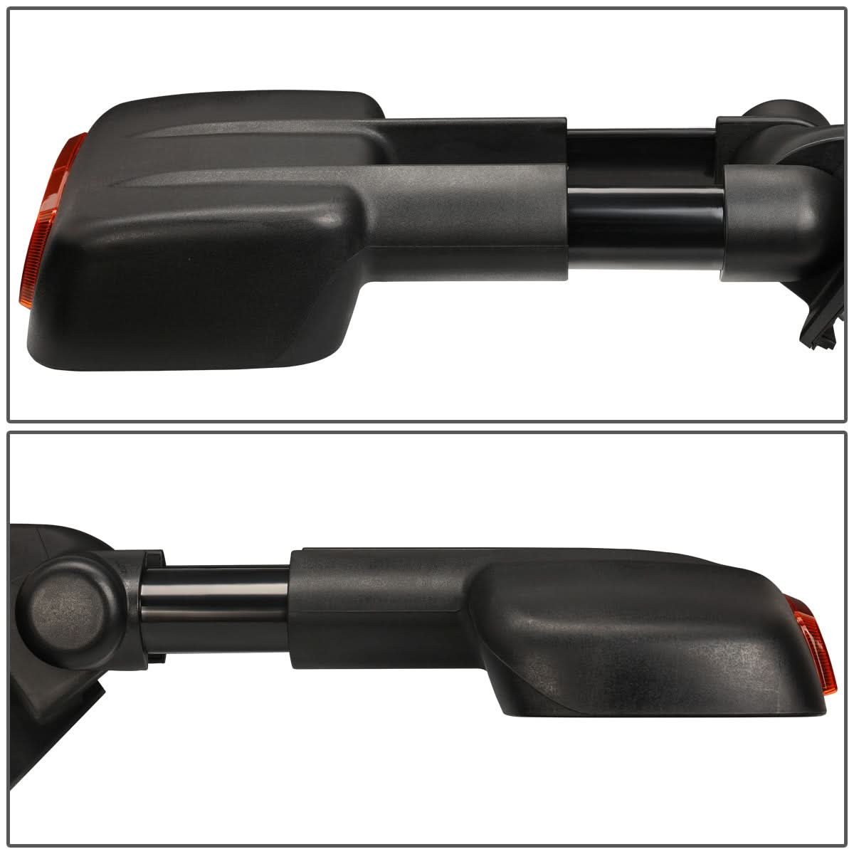 K2 Industries heated towing mirrors for Chevrolet Silverado and GMC Sierra 14-20, featuring powered adjustment and black finish.