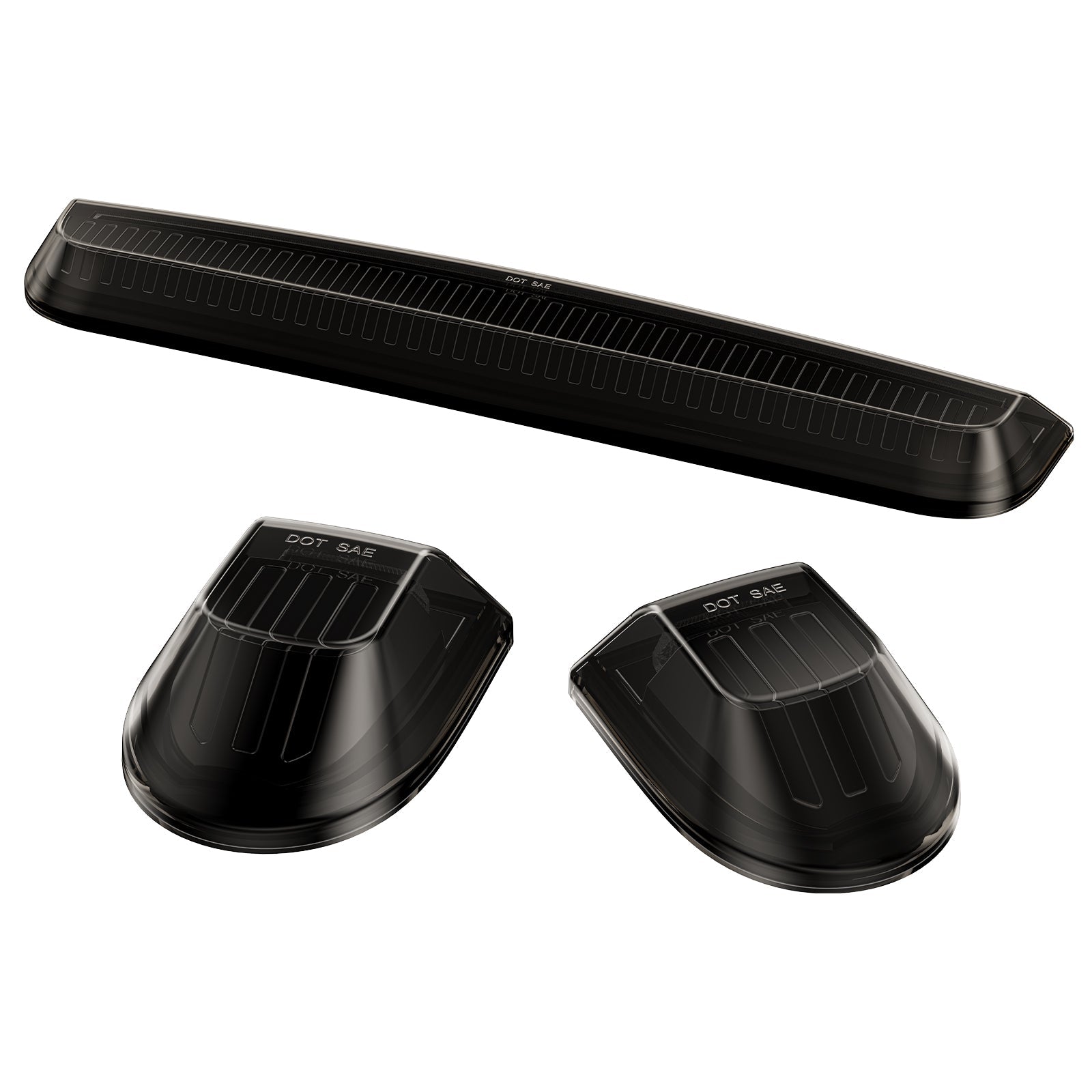 GMC Chevy HD smoked white amber LED roof cab lights, exterior vehicle lighting for 2020-2026 models, by AutoLEDTech.com