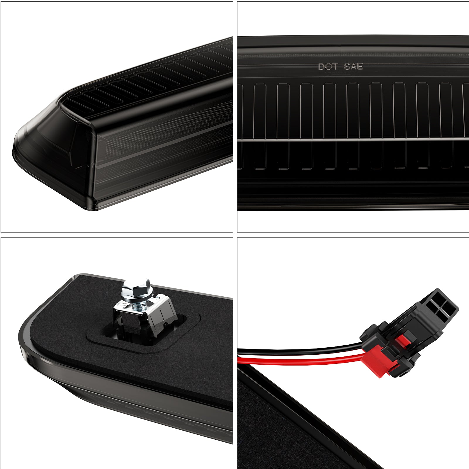 Smoked white and amber LED roof cab lights for GMC Chevy HD trucks, exterior auto lighting from AutoLEDTech.com.