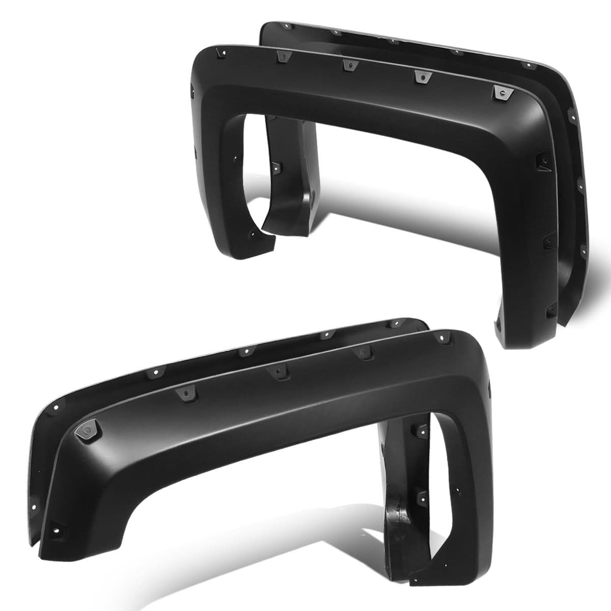 K2 Industries pocket-riveted wheel flares for Chevrolet Silverado 2500HD/3500HD, body accessories in black with rivet details.