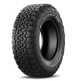 BFGoodrich All Terrain TA KO2 tire mounted on a wheel, showing rugged tread pattern for off-road durability and versatile performance.