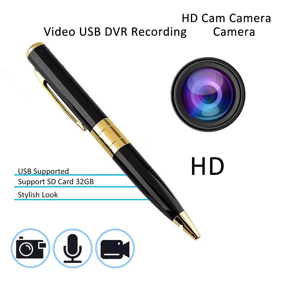 Mini pen camera by Gm Service Guy with 1080P HD video recording, hidden pocket camera, and audio recording for security use.