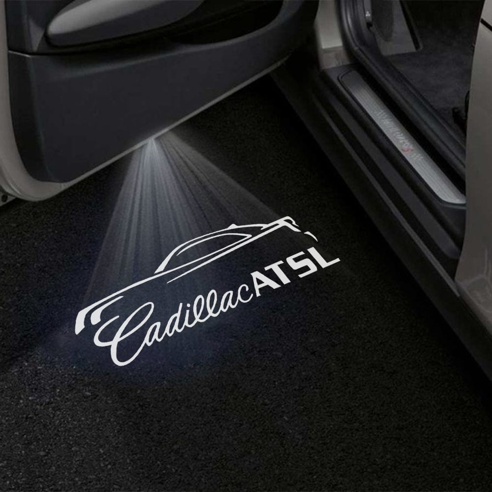 Custom Puddle Lights Cadillac ATS Premium Under Door Projector Puddle Lights Various Designs 2013-2019, reverse view