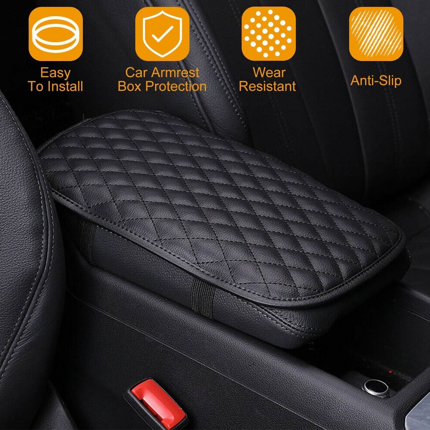 DailySale Car Armrest Pad Cover PU Leather Fit for SUV Truck Car, alternate view